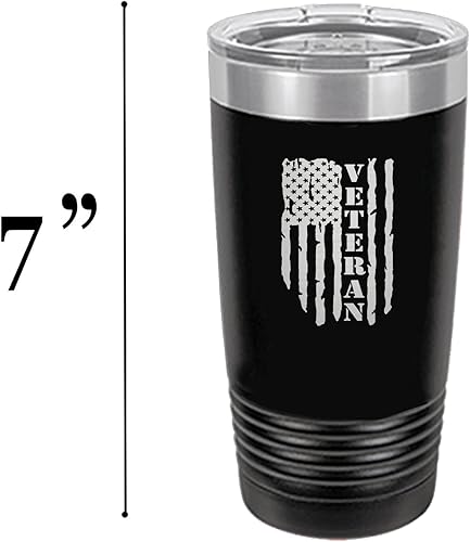 Miniatura 5 de Rogue River Tactical Taza de viaje con tapa aislada al vacío para veterano de la bandera de los Estados Unidos, 20 onzas, regalo militar para