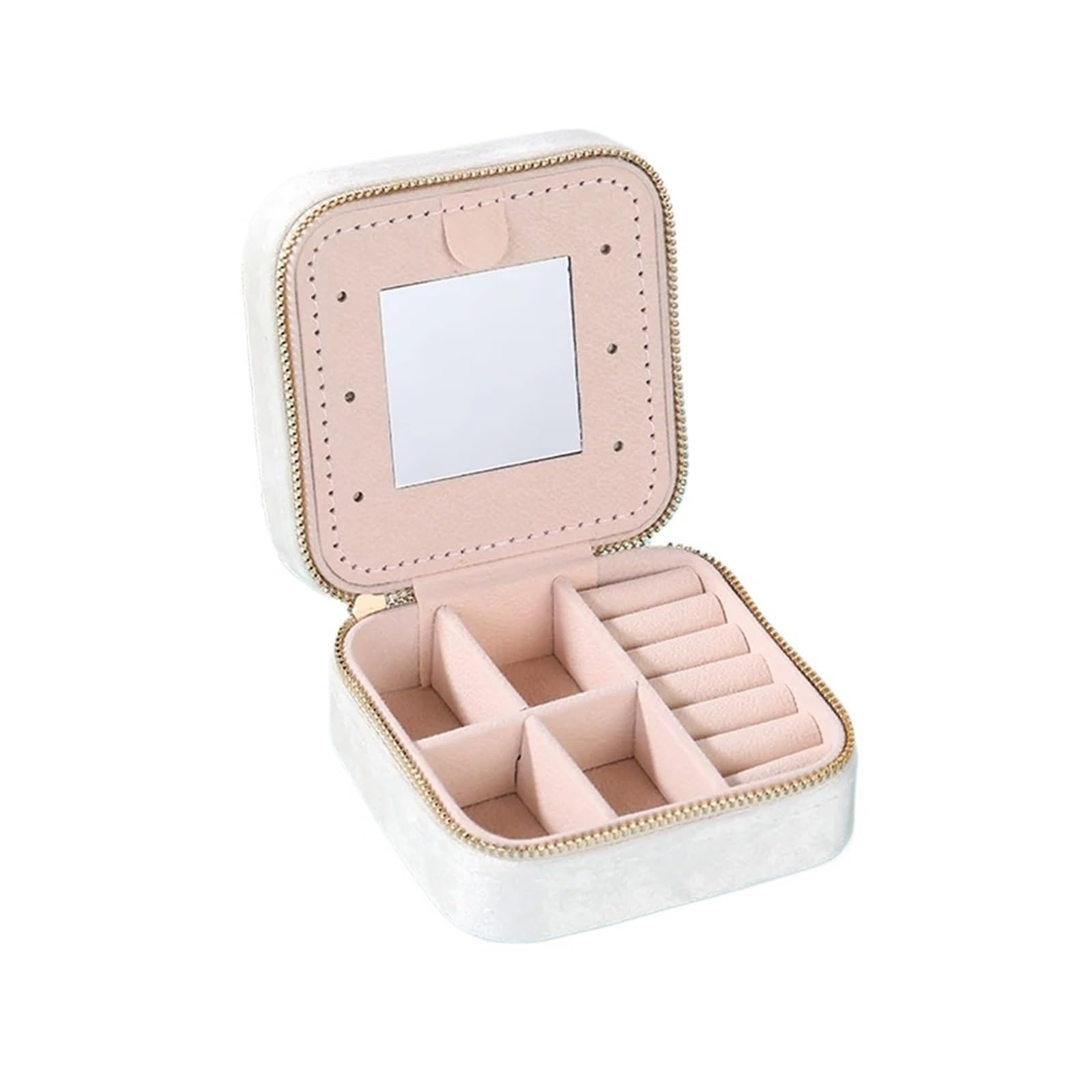 LOVSSU Small Jewelry Box Velvet Jewelry Storage Box For Rings Necklaces Pendants Bracelets And Accessory Display(White)