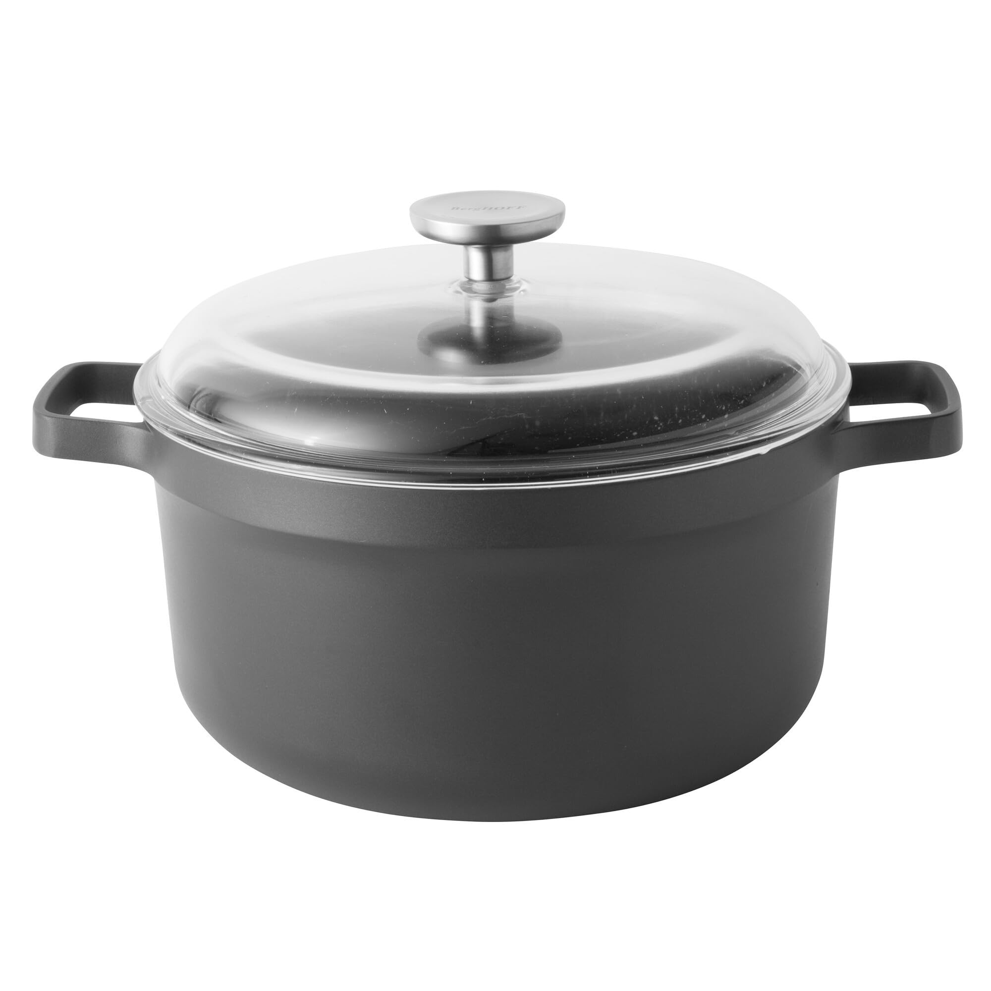 BerghoffAluminium StockPot With Lid Suitable for all hobs, including induction Black/Clear 24centimeter 4.9 ltr ,2307310
