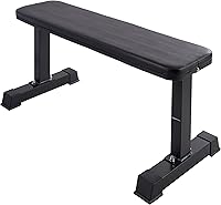 Amazon Basics Sturdy Flat Weight Bench for Home Gym - Durable Steel Frame, Stable, Easy Assembly, Black