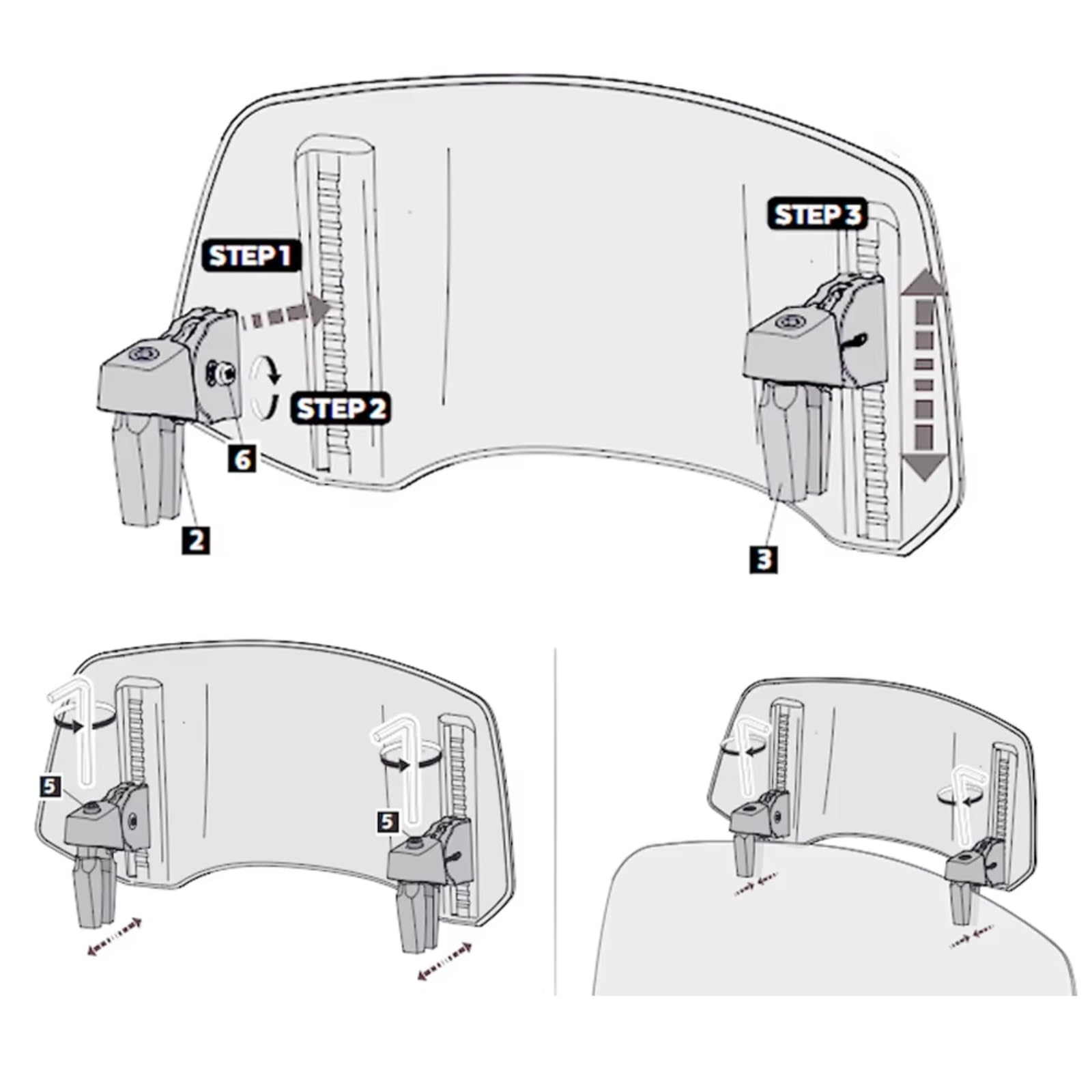 Parabrezza Moto Per Forza 125 Parabrezza per moto | Deflettore spoiler regolabile per estensione parabrezza moto(Transparent)