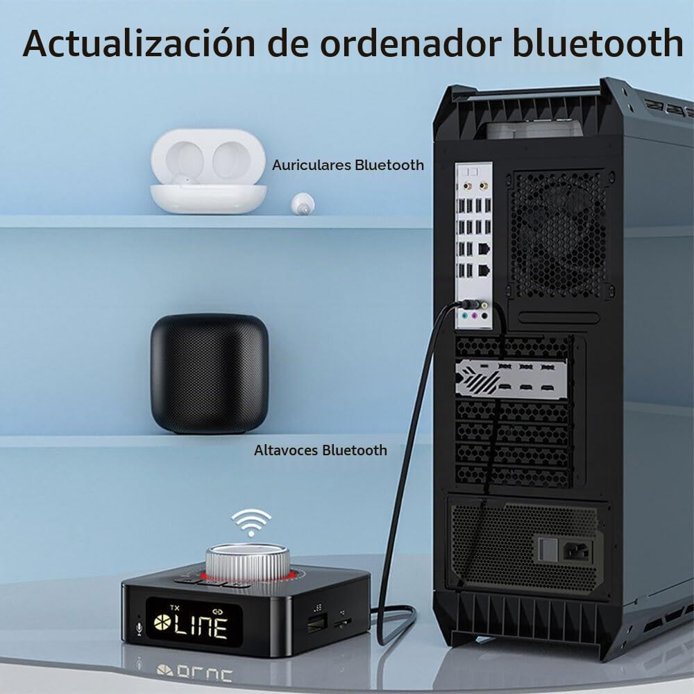 DollaTek Adaptador de Audio inalámbrico 2 en 1 Compatible con Bluetooth Transmisor Receptor liviano para TV PC Conexión estéreo Altavoz Auriculares