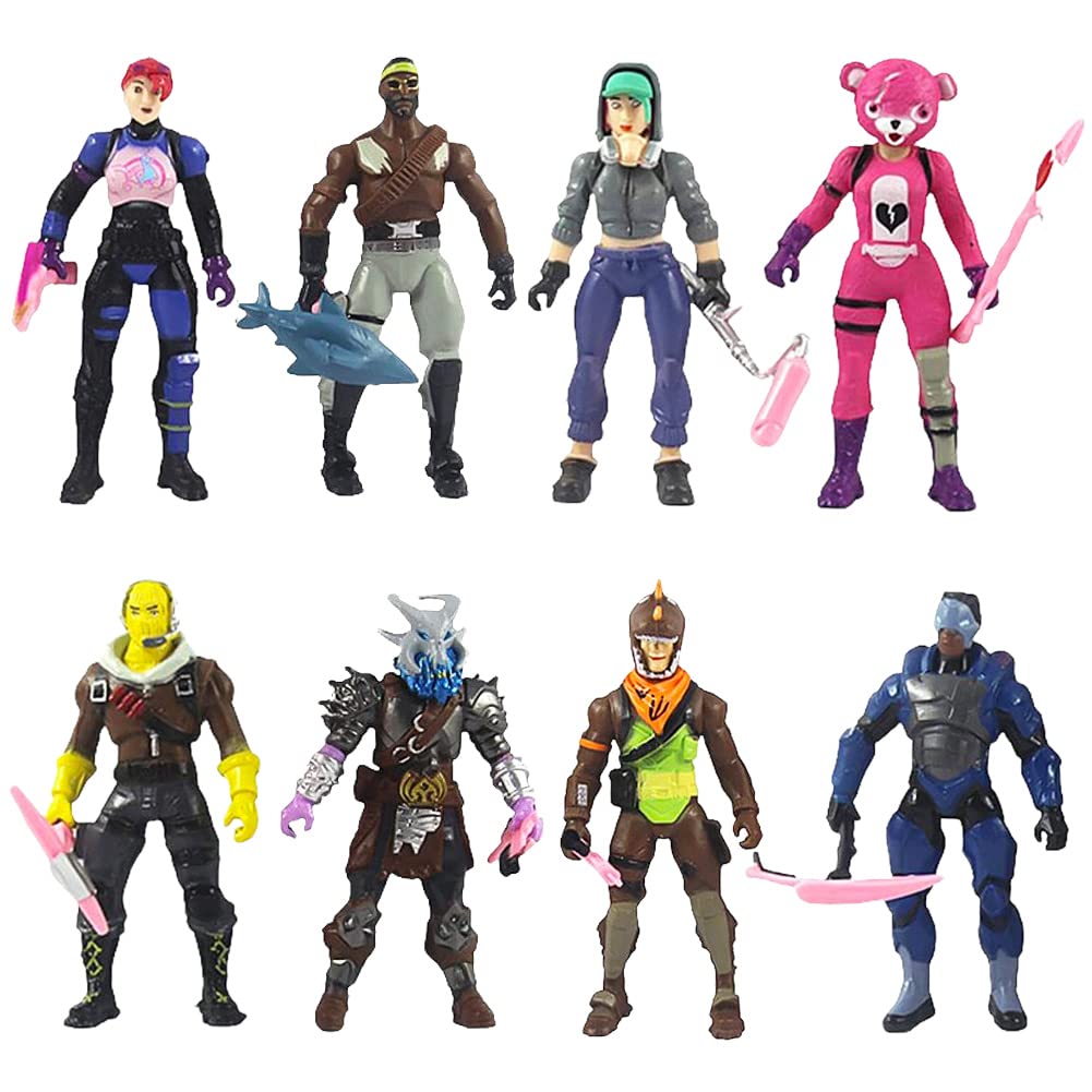 Ksopsdey 8 Figure Pack Legendary Series (Squad Mode), Series 6, 4.5-inch Highly Detailed Figures Set Including Weapons, Harvesting Tools, Building Materials, Accessories Stands and More, Multi