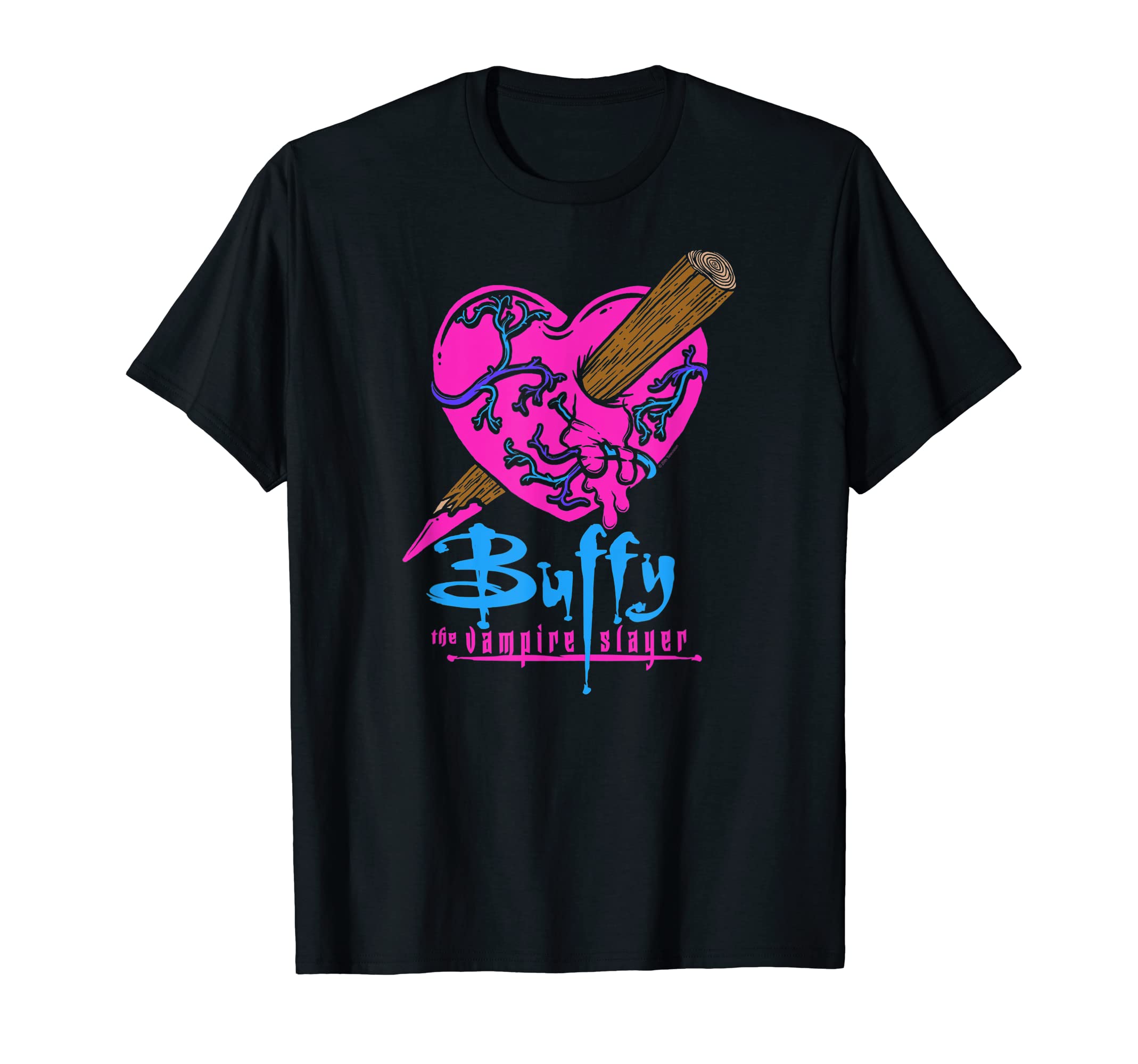 Buffy the Vampire Slayer Colorful Staked Heart TV Show T-Shirt