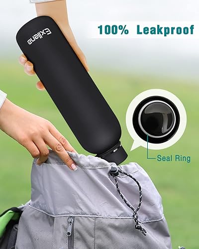 Miniatura 6 de Botellas de agua delgadas aisladas para viaje de 18 onzas con clip, botella de agua de acero inoxidable al vacío de doble pared mantiene las bebidas