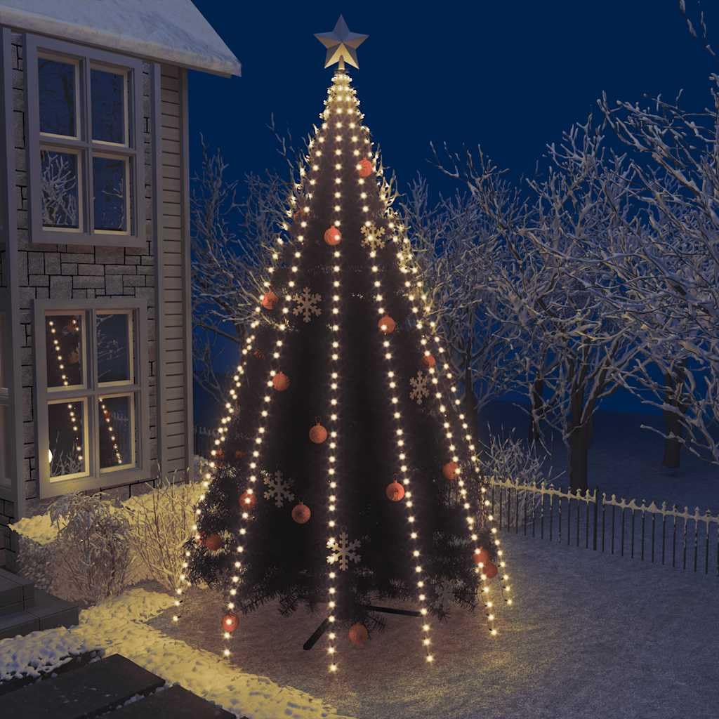 Weihnachtsbaum-Lichternetz mit 500 LEDs 500 cm wasserdicht für Innen und Außen, warmweißes Licht, USB-Anschluss, 10 Lichterketten, Garten, Balkon, Terrasse, Dekoration, 5 m Kabel