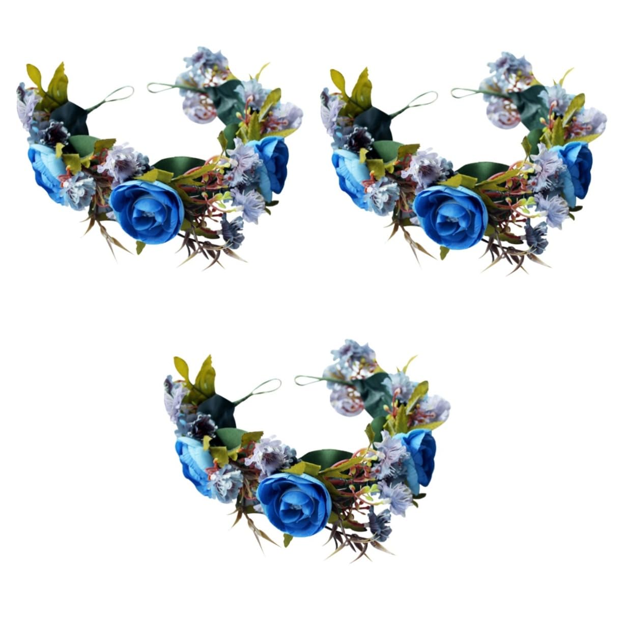 FOMIYES 3piezas Diadema Floral De Rosa Para Bodas Festivales y Fiestas Tocado Flores Artificiales Para Mujeres y Niñas