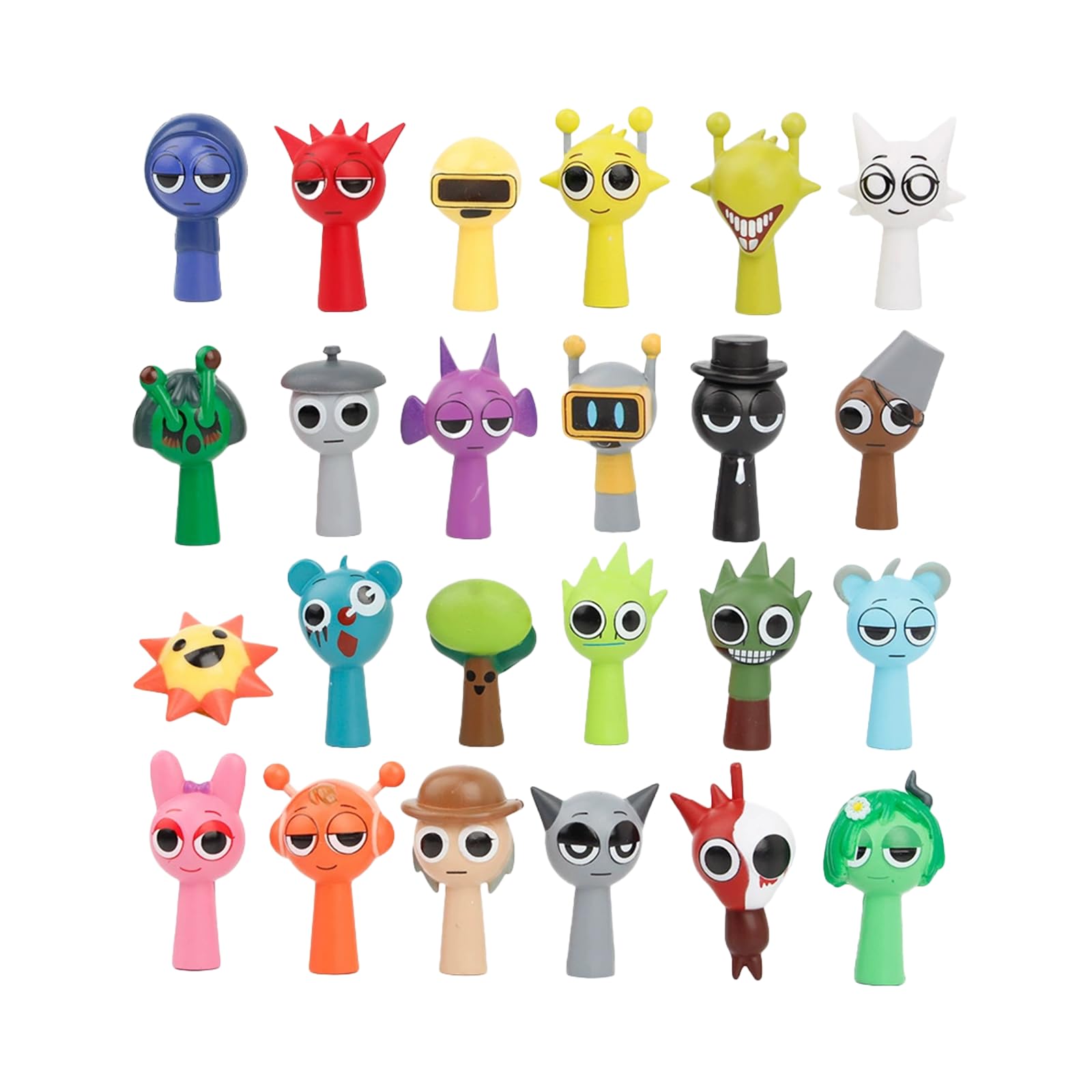 Epunk Sprunki Action Figures 24 Pack - 5cm PVC Mini Toys for Kids, Safe & Durable Collectible Character Figures, Smooth Edges for Ages 3+