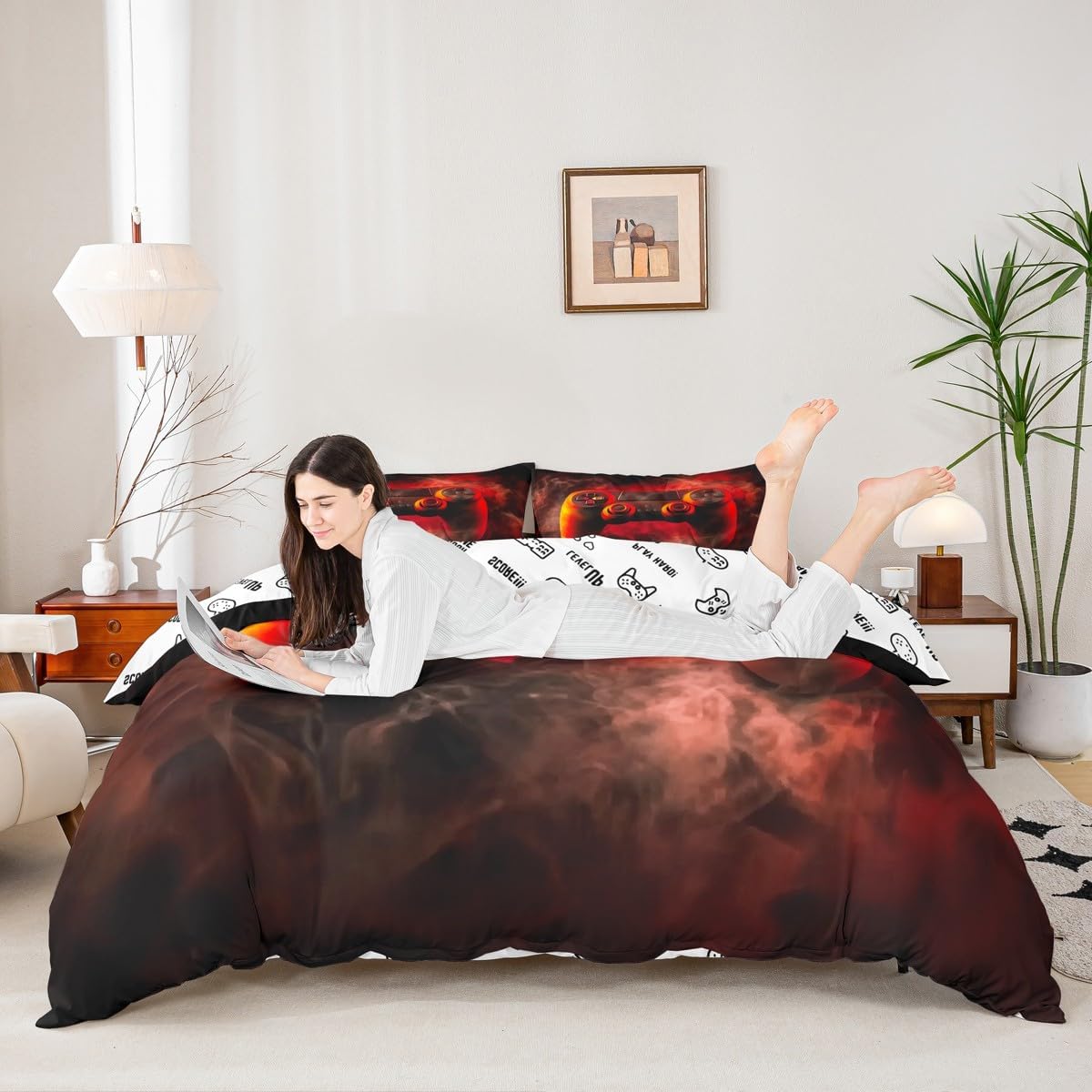Gamer Duvet Cover Sets Twin Size 2 Pieces, Children Video Games Bedding Set Kids Teen Boy Gaming Comforter Cover Game Controller Quilt Cover, Soft Luxury Decor Bedding Set with 1 Pillow Case image 5