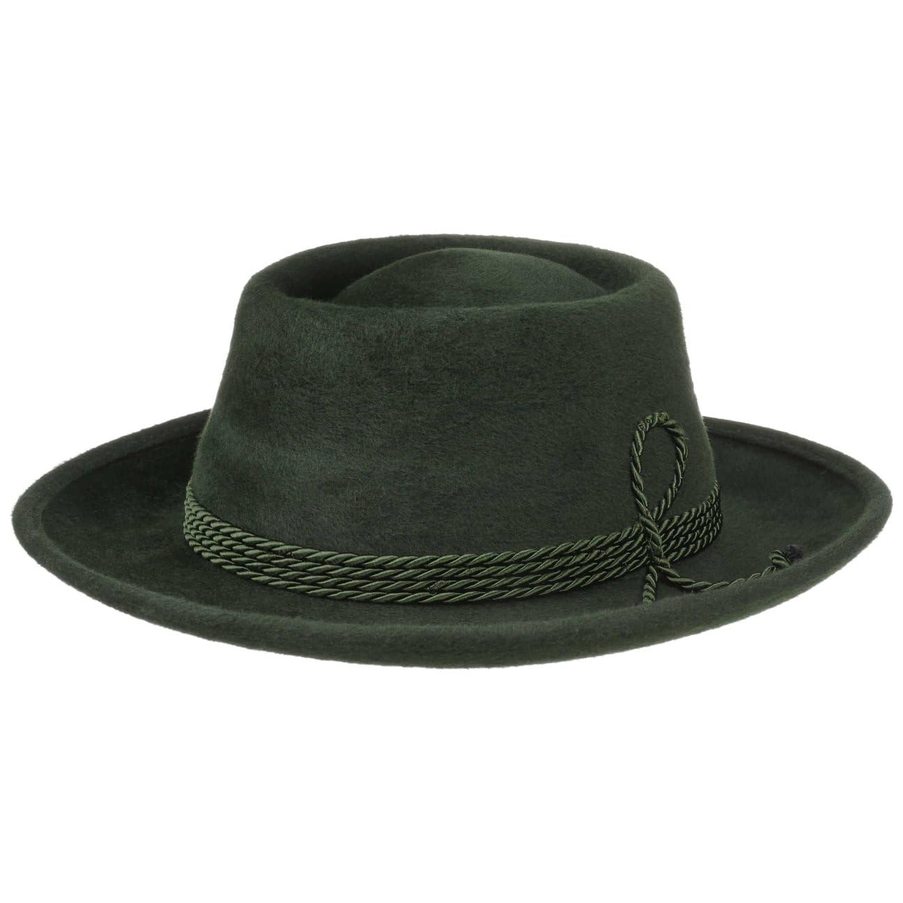 LODENHUT MANUFAKTUR Mießbacher Haarfilzhut Herren Hut Kordel Uni Made in Germany Sommer Winter Oliv 56 cm