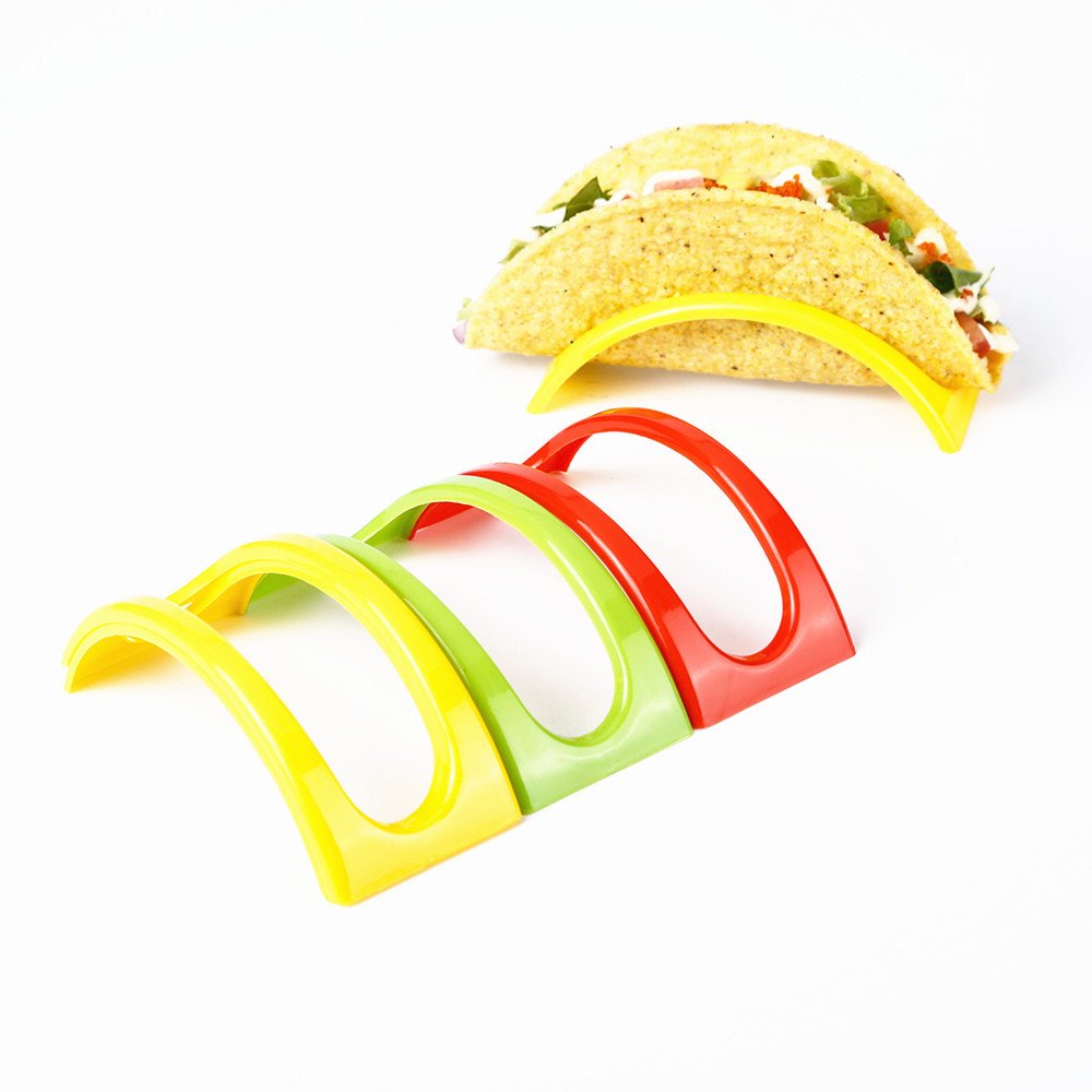 SDJ Stackable Taco Stand Up Holders,Colorful Non Toxic BPA Free Rack, Set of 18, 3 Colors