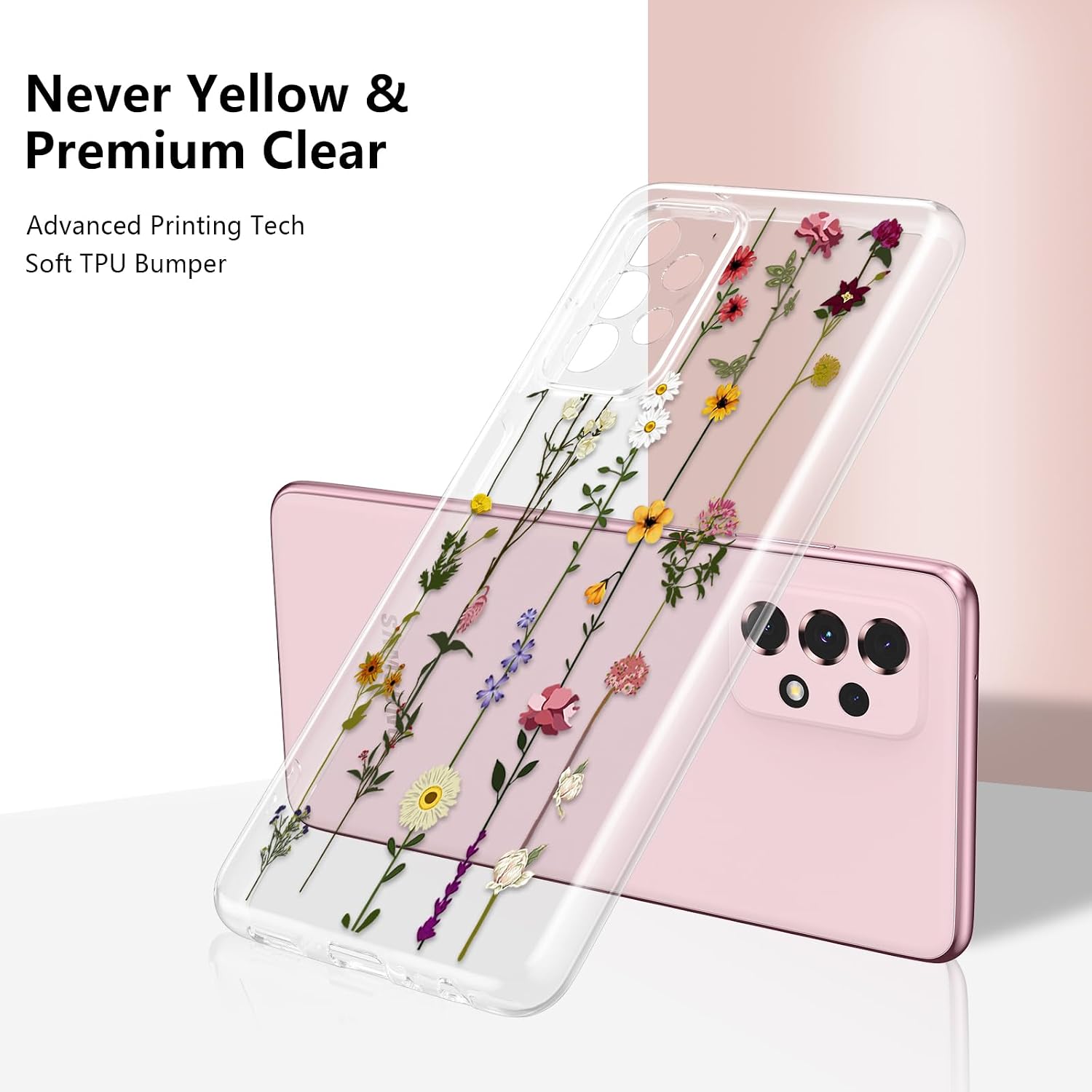 ZTOFERA Floral Case for Samsung Galaxy A53 5G,Cute Flower Pattern,Clear image 2
