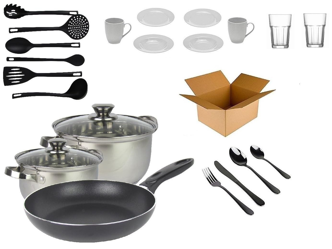 Ménage Kit de Démarrage 'Single' - Décoration pour Cuisine, Couverts, Vaisselle