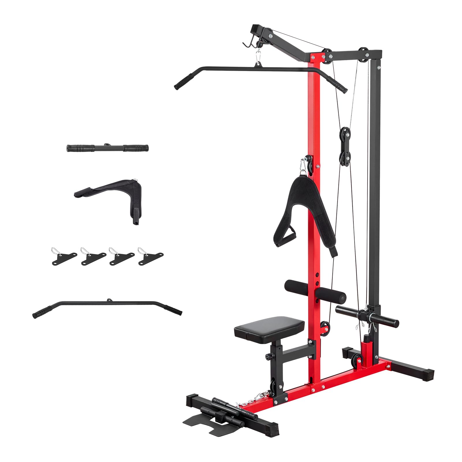 VEVOR Machine à tirer vers le bas, machine à câbles 3 en 1, machine à câble, salle de sport à domicile avec siège réglable à 3 niveaux, rouleau en mousse réglable à 4 niveaux, charge de 400/226,8 kg