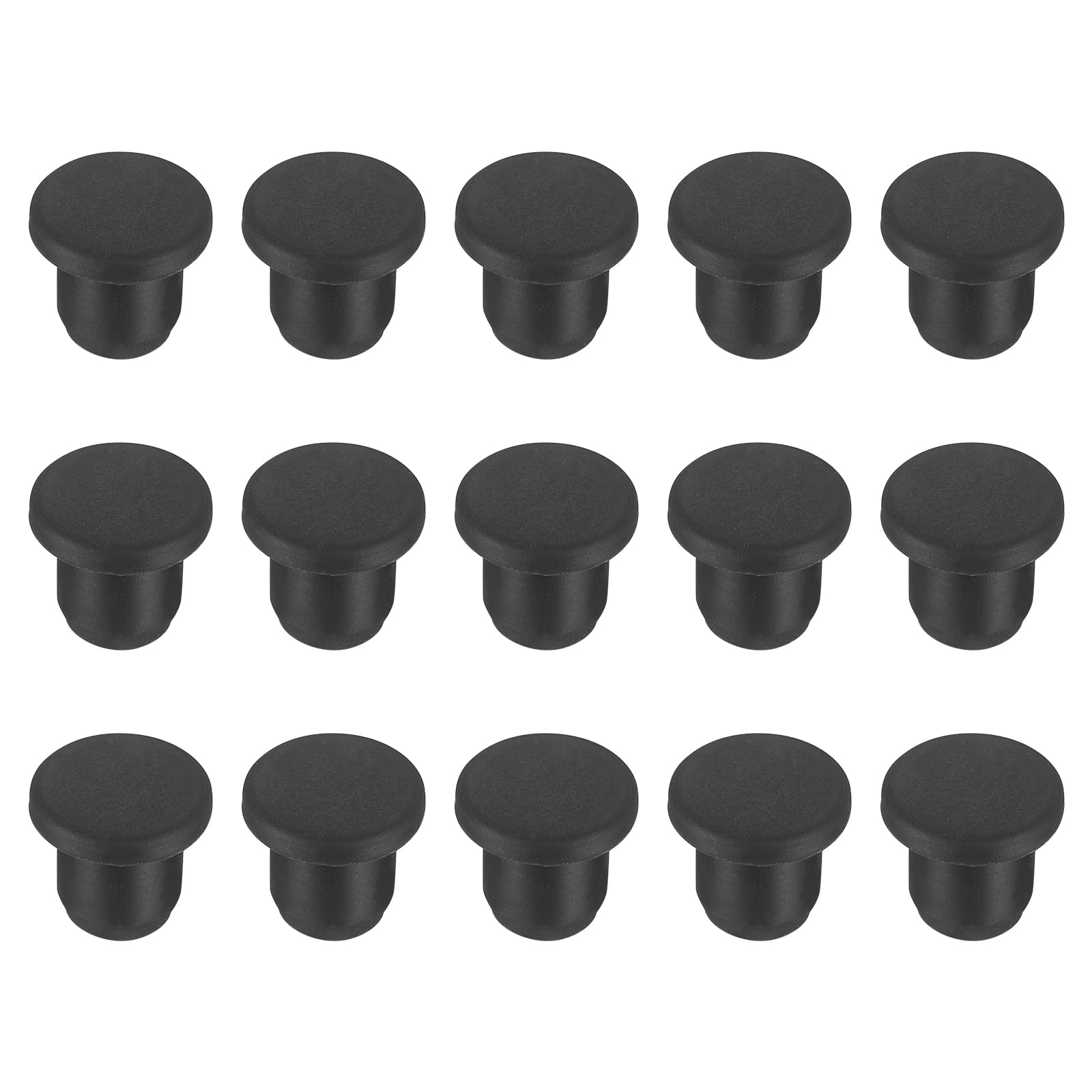 sourcing map 15pcs T-Shaped Silicone Plugs 10mm 3/8 Inch Dia Snap in Plug Hole Seal Cover Round Rubber Stopper for 9.5-10mm Holes Kitchen Rubber Bulkheads Waterproof Sealing, Black