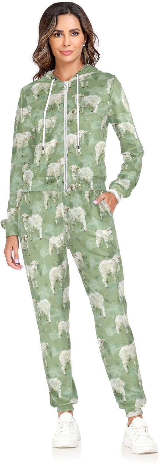 Cartoon Cute White Goat Jogger Set comfy matching set
