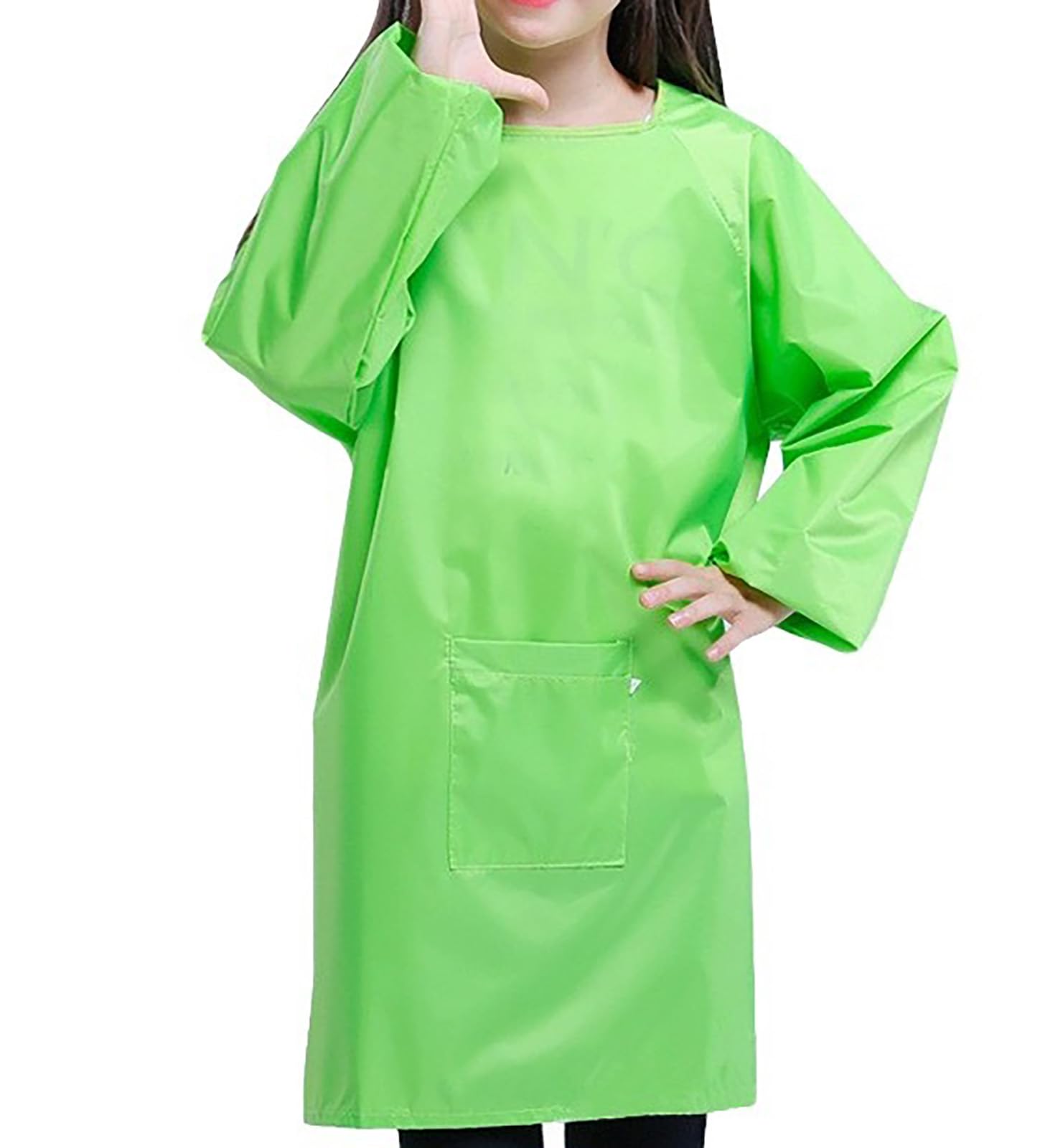 Yiqeenho Kids Art Smock Waterproof Painting Apron Artist Smocks for Children Long Sleeve Smock with Pocket Green 2XL Fit Height 115-130CM