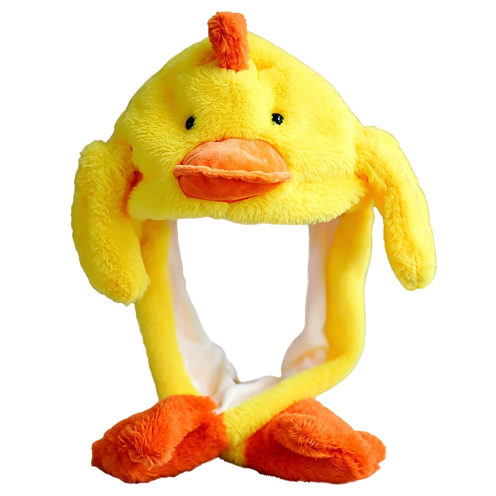 Huhaokejis Yellow Duck Hat with Moving Ears-Animal Hat Ear Moving Jumping Hat Duck Plush Hat Cartoon Animal Winter Hat for Kids Adults Festival Cosplay Costume Gift