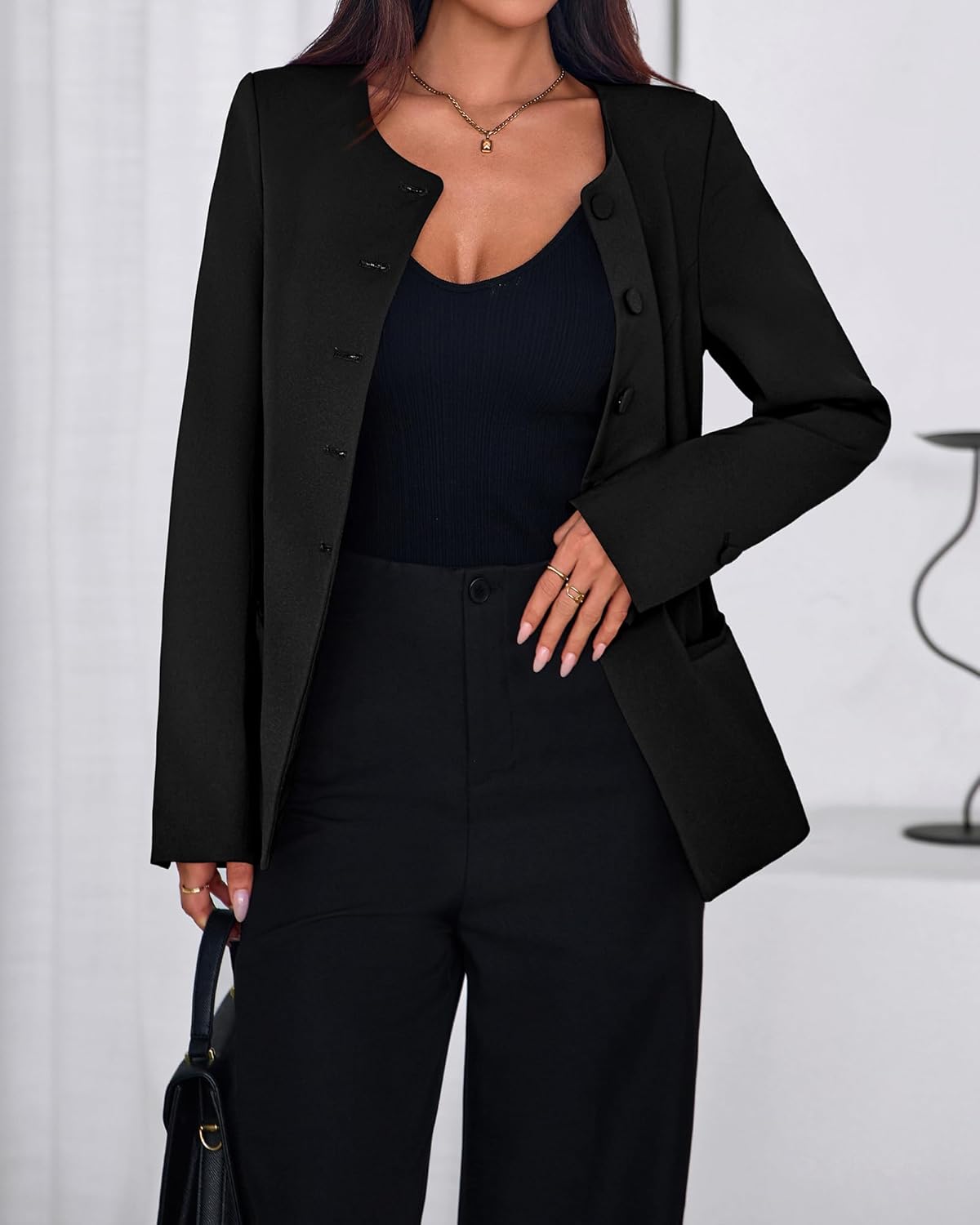 BTFBM Blazers for Women Business Casual Open Front Long Sleeve Button Work Office Suit Jackets Dressy Blazer Pockets - Image 7