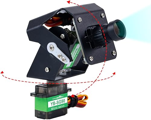 Miniatura 9 de Yahboom Servo digital multi-ángulo de dirección cardán eléctrico 2 grados de libertad DOF cámara PTZ con luz LED para bricolaje robot coche (2DOF