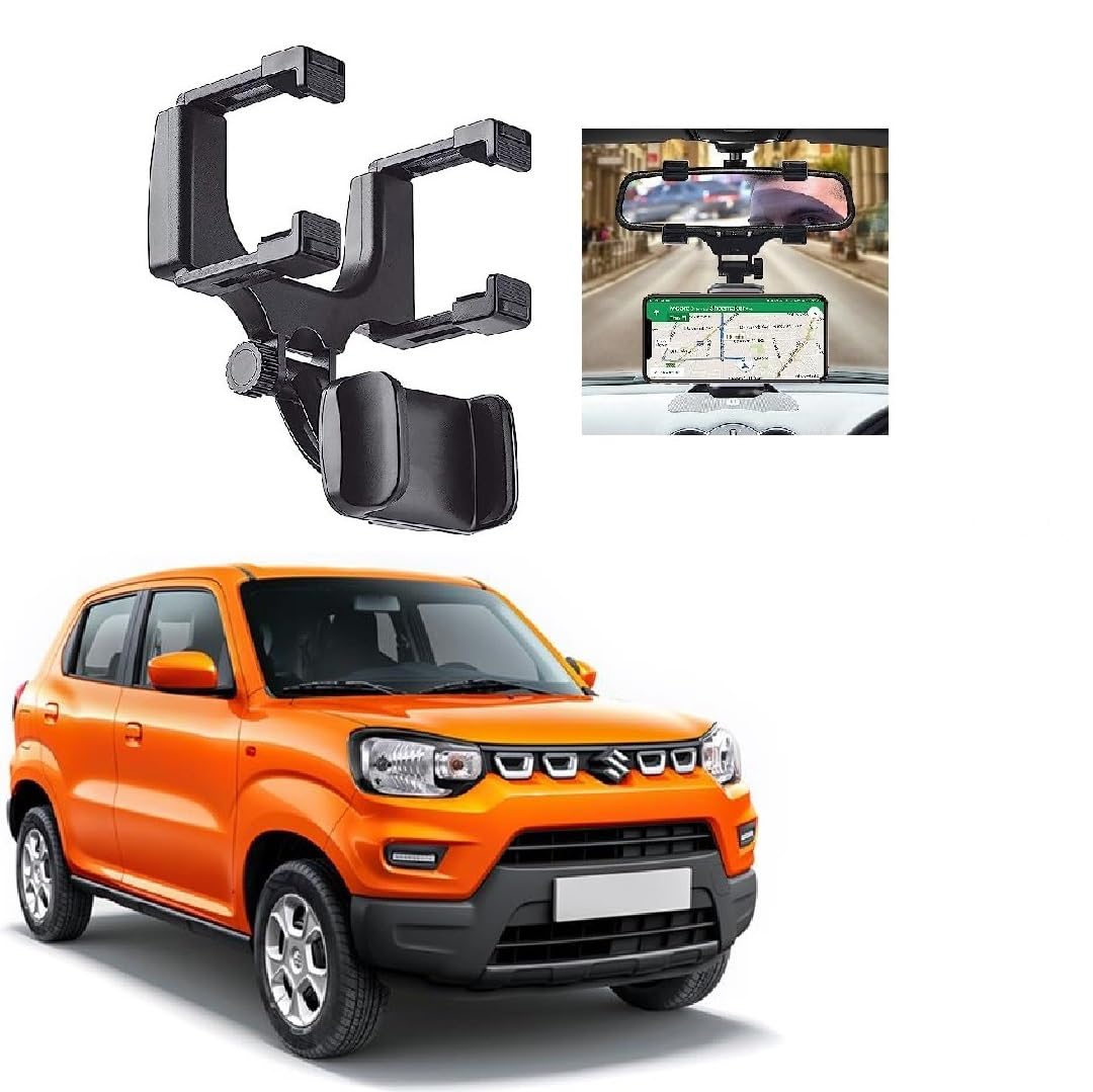 Car Hanging Rear View Mirror Mobile Phone Holder Mount Stand 360 Degree Rotational Compatible with Maruti Suzuki S-Presso-image-15