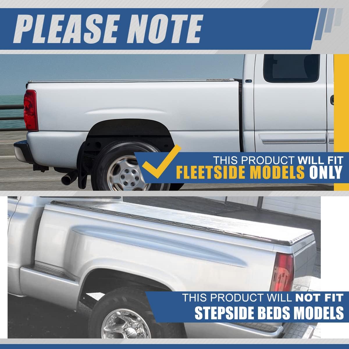 Auto Dynasty 3-Piece Intimidator Style Rear Truck Bed Tailgate Spoiler Cap Molding Top Protector Compatible with Chevy Silverado GMC Sierra 1500 Fleetside Bed 99-07, Matte Black