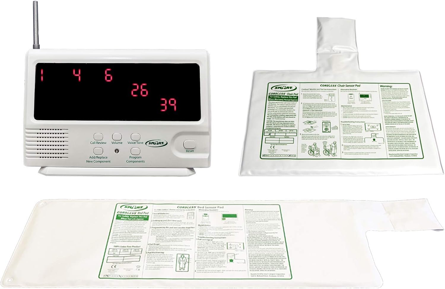 Exit Alarm for Seniors Fall Prevention. Expandable Package - Economy CordLess w/Caregiver Pager