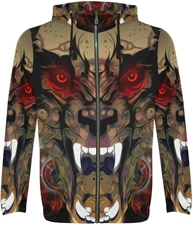 Print Full Zip Hoodie : Clothing 