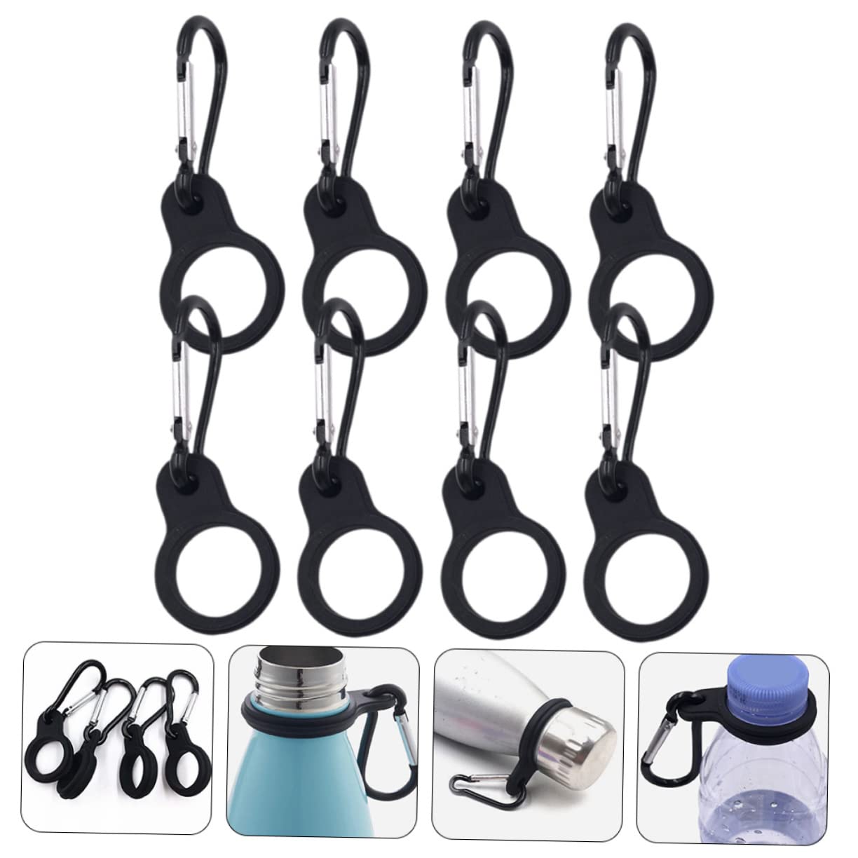 UPKOCH Wasserkocher-aufhänger Groß Wasserflasche Mit Träger Haken Schlüssel Sport Wandern Fitnessstudio Tragen Tragbar Wasserflaschen Flaschenregal Kieselgel Schwarz