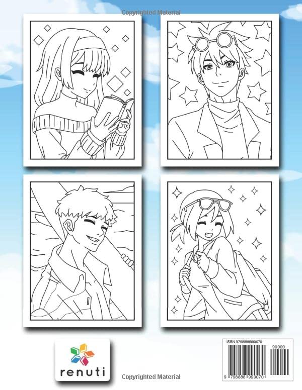 Miniatura 2 de Anime Coloring Book for Teens - Volume 2 Japanese Anime Inspired Coloring Pages, Featuring Beautiful Girls and Handsome Boys, for Pop Manga Art