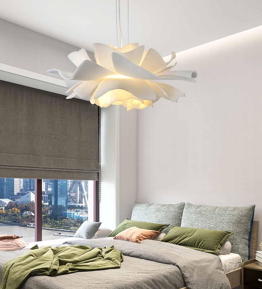 TRIVIDHA Lámpara Colgante Blanca Nórdica Con Forma De Flor Lámparas De Diseño De Arte Acrílico Creativo Lámpara Colgante De Altura Ajustable Para Dormitorio Para Sala De Estar Restaurante Pasillo Café