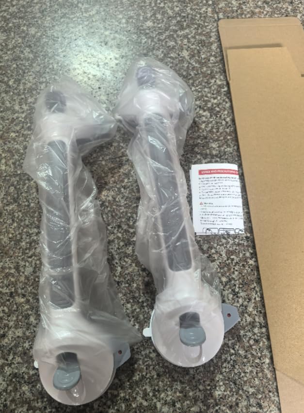 Asidero de ducha, asideros para personas mayores. Equipado con dos ventosas de vacío de 3,7 pulgadas que tienen una capacidad de carga de 240 libras, asa de ventosa para baños, duchas, bañeras