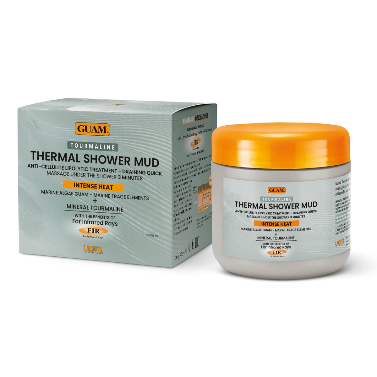 Guam Seaweed Mud Body Wrap for Shower - Thermal Anti Cellulite Skin Tightening Treatment - Infrared FIR Black Tourmaline Body Mask - Slimming Mud for Thighs and Legs (1.1 lb)