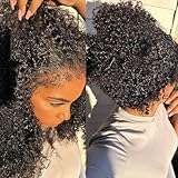 4C Curly Edges Deep Curly 360 Lace Front Wigs Human Hair 180% Density Glueless Pre Plucked Bleached Knots 360 Kinky Curly Lace Front Wig Human Hair With 4C Edges (14inch)