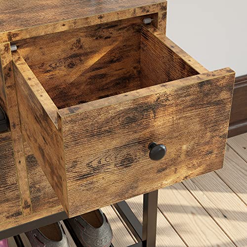 Ironck Entryway Bench, Shoe Storage Bench With Flip Top Box And 2 Drawers, Shoe Rack With Removable Seat Cushion And Shoehorn For Entryway/Hallway(39.4In, Vintage Brown) #TOP4