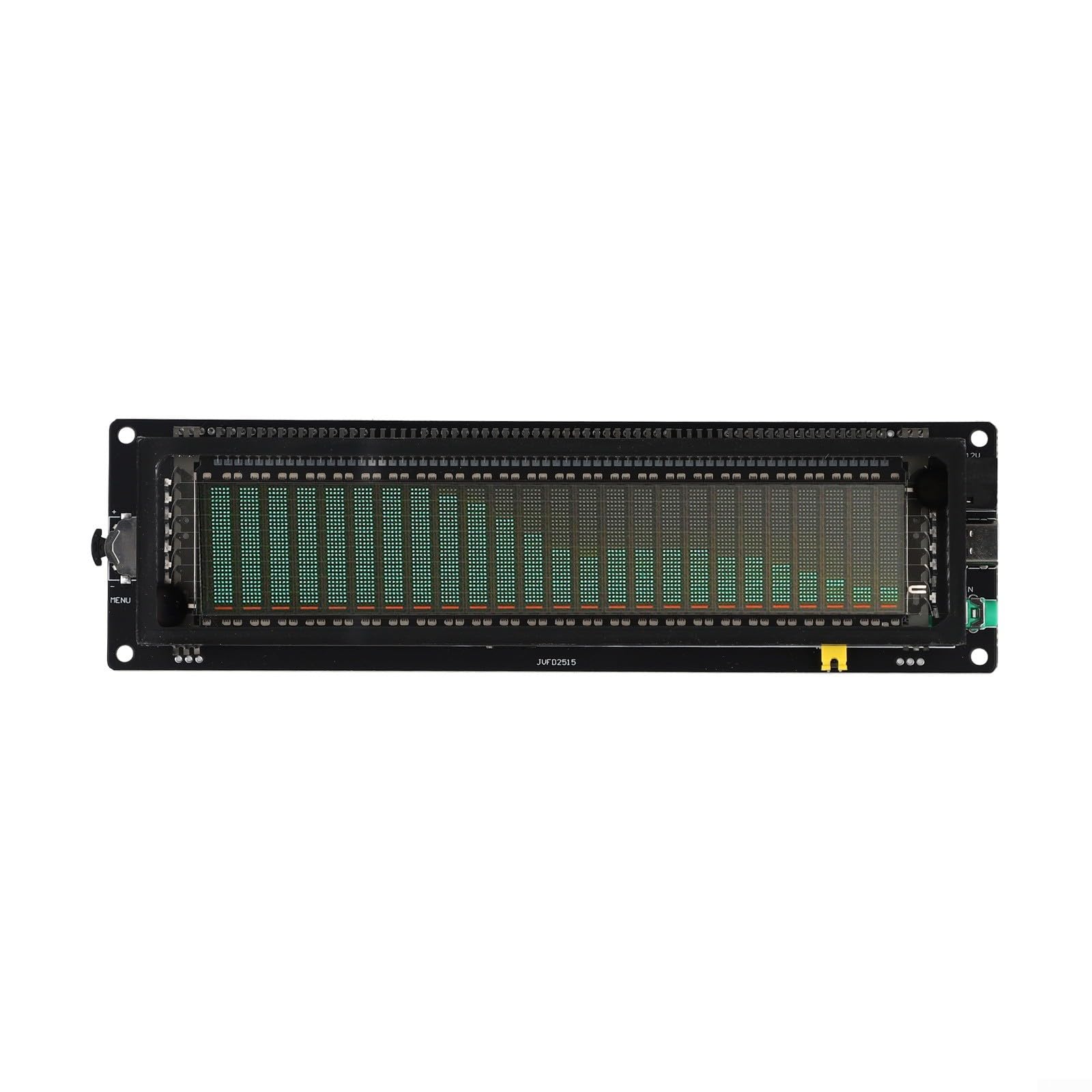 ZYNCUE Audio Spectrum Analyzer AK2515 VFD Schallpegelmessgerät VU Meter Display Board mit MIC Pickup 3,5 mm AUX Eingang Uhr Display