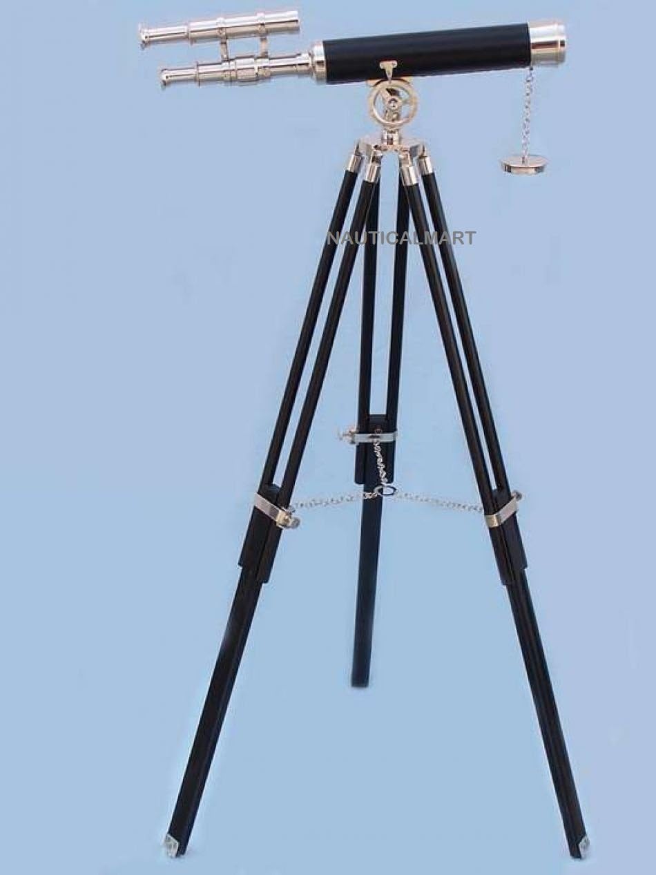 Nauticalmart Floor Standing Chrome and Leather Griffith Astro Telescope 45" high