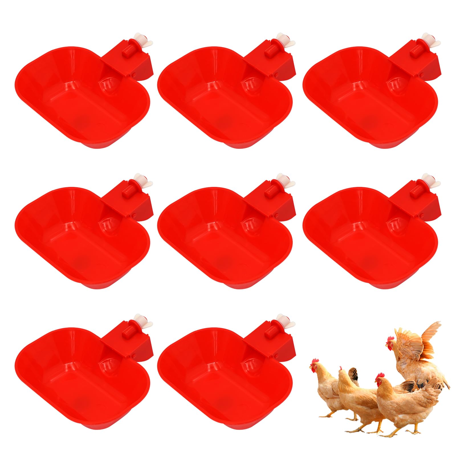 Bebedero de Pollo Grande, Bebedero de Aves de Corral, 8 Grandes Tazas AutomáTicas de Pollo Para Bebedores, Sistema a Prueba de Fugas, Comedero de Agua Para Palomas,Patos,Gansos,Pavos y Conejos