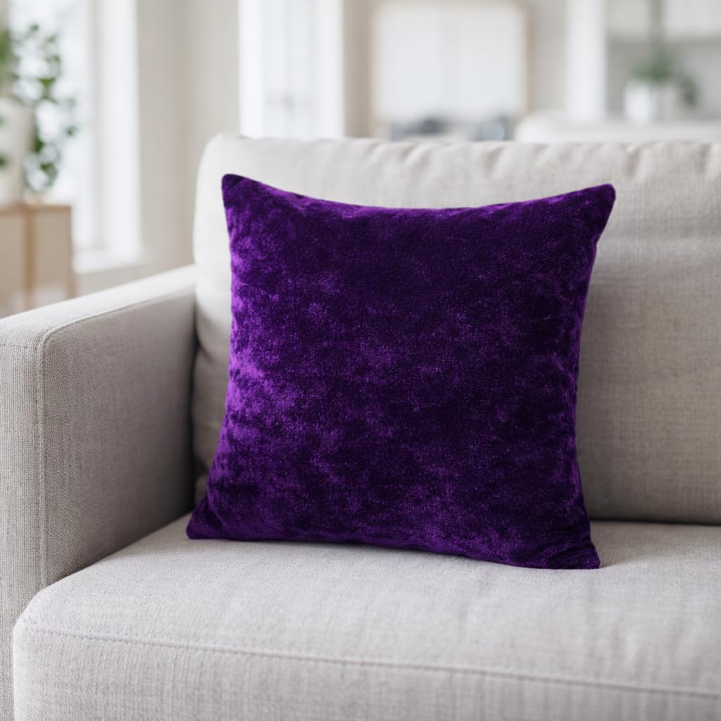 Purple Velvet Cushion 12x12 Inch Pack of 5 | Soft Zip Cushion 4
