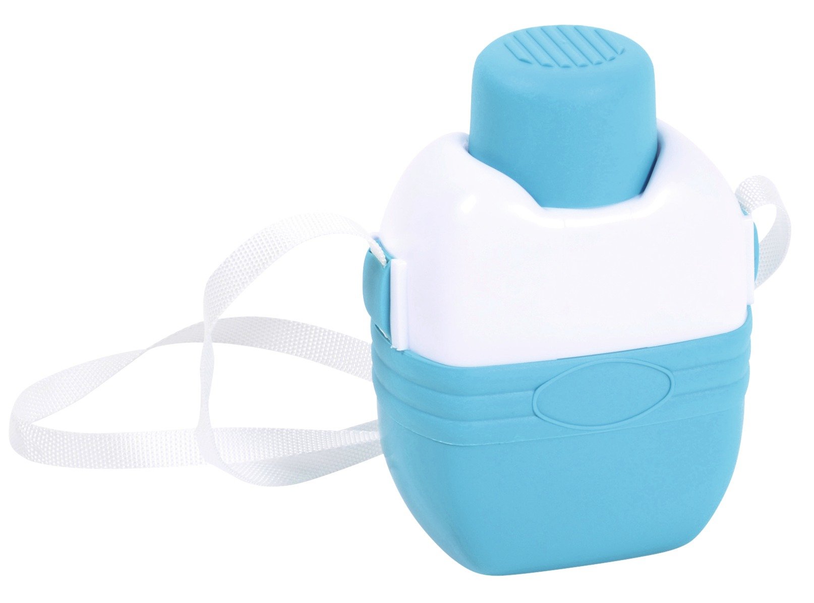 EDA PlastiquesGOURDE 70 CL ISOTHERME AVEC BANDOULIERE DIM. 14,5 X 8,5 X 19,5 CM BLEU TURQUOISE - BLANC 10886 B.TU/BL CX30