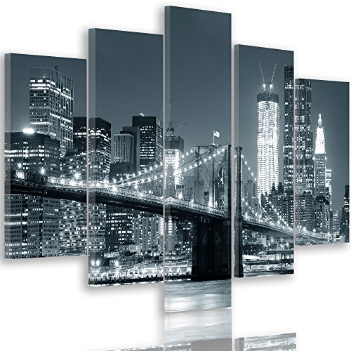 Art gris New York 5 pièces 100x70 cm Feeby Frames