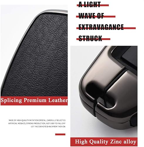 Miniatura 5 de SANRILY Funda de cuero azul para llavero Land Rover Discovery Range Sport Evoque Jaguar XF 2021 con llaveros sin llave