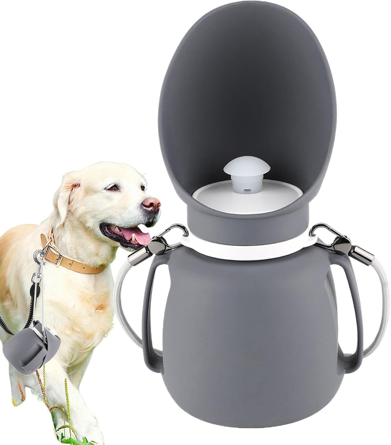 Bottiglia da viaggio per cani, distributore d’acqua portatile per animali domestici, design spazioso di grande capacità, mangiatoia pieghevole per cuccioli ideale per cani passeggiate ed escursioni