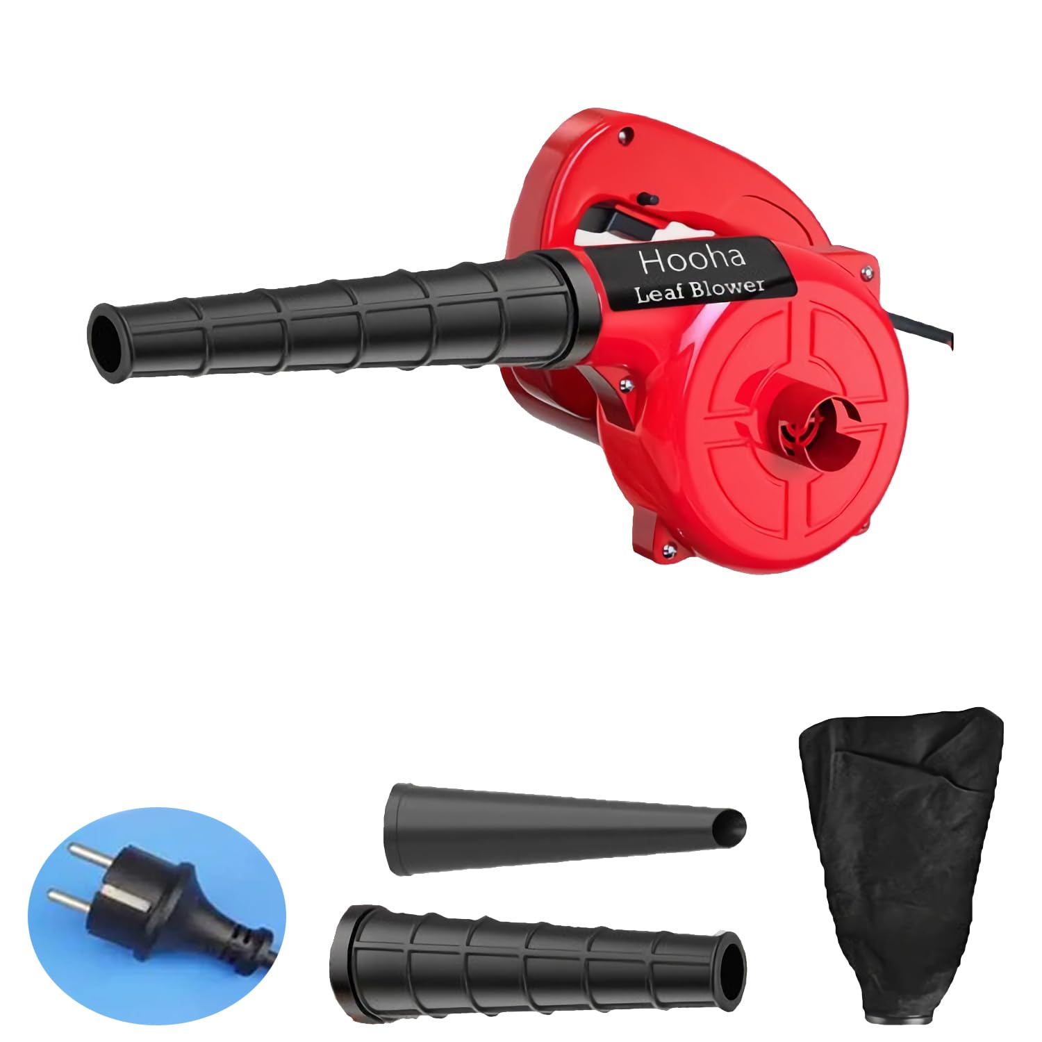 Hooha Soffiatore a filo con cavo in gomma morbida da 137 cm, potente soffiatore elettrico e ventilatore 200 km/h e 16000 rpm, per giardinaggio, cura del prato, giardinaggio (1,3 kg, 1000 W)