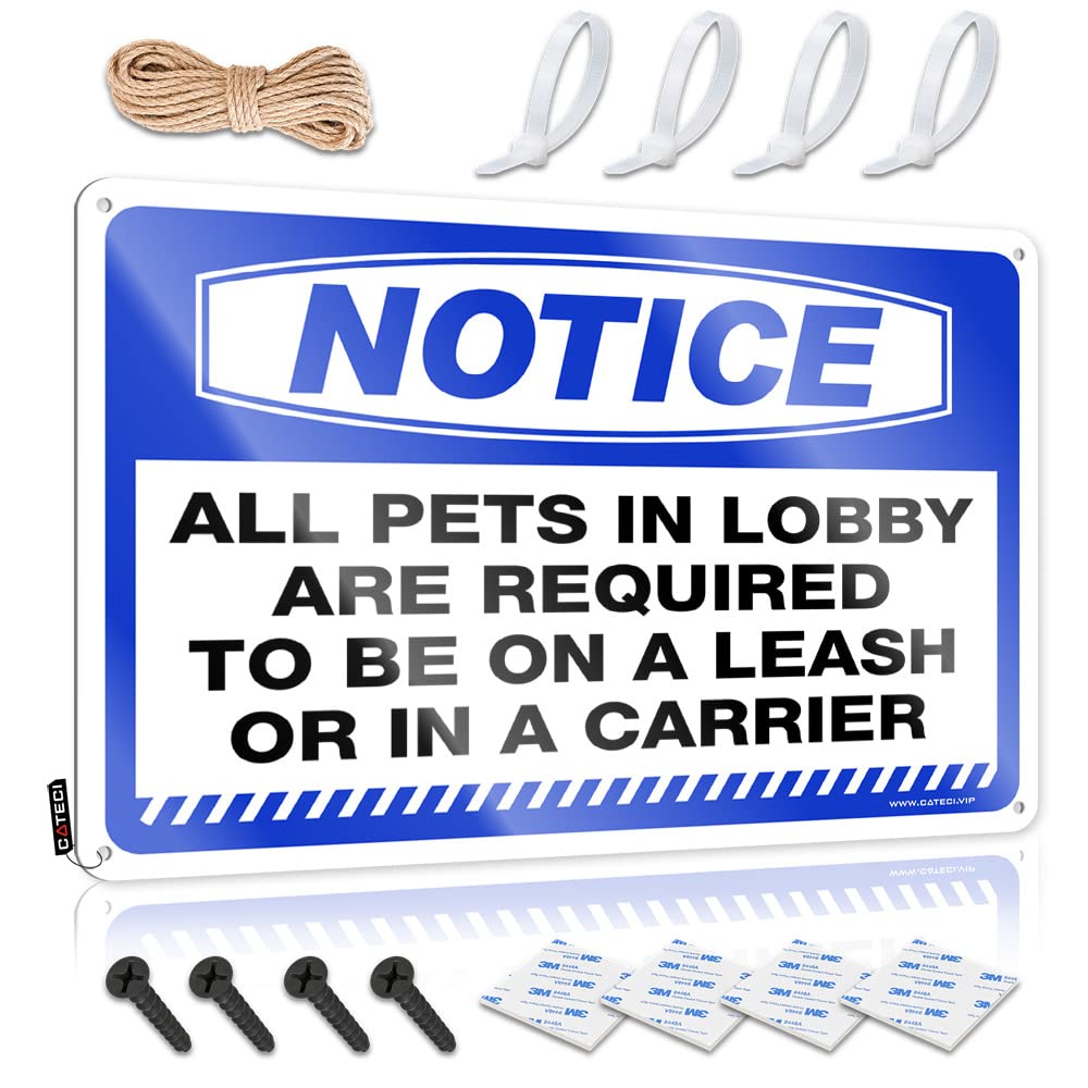 HELIOFORGE Home Bar Decor Notice All Pets In Lobby Are Required To Be On Tin Sign Tin Signs Sarcastic Metal Signs(20X30CM)