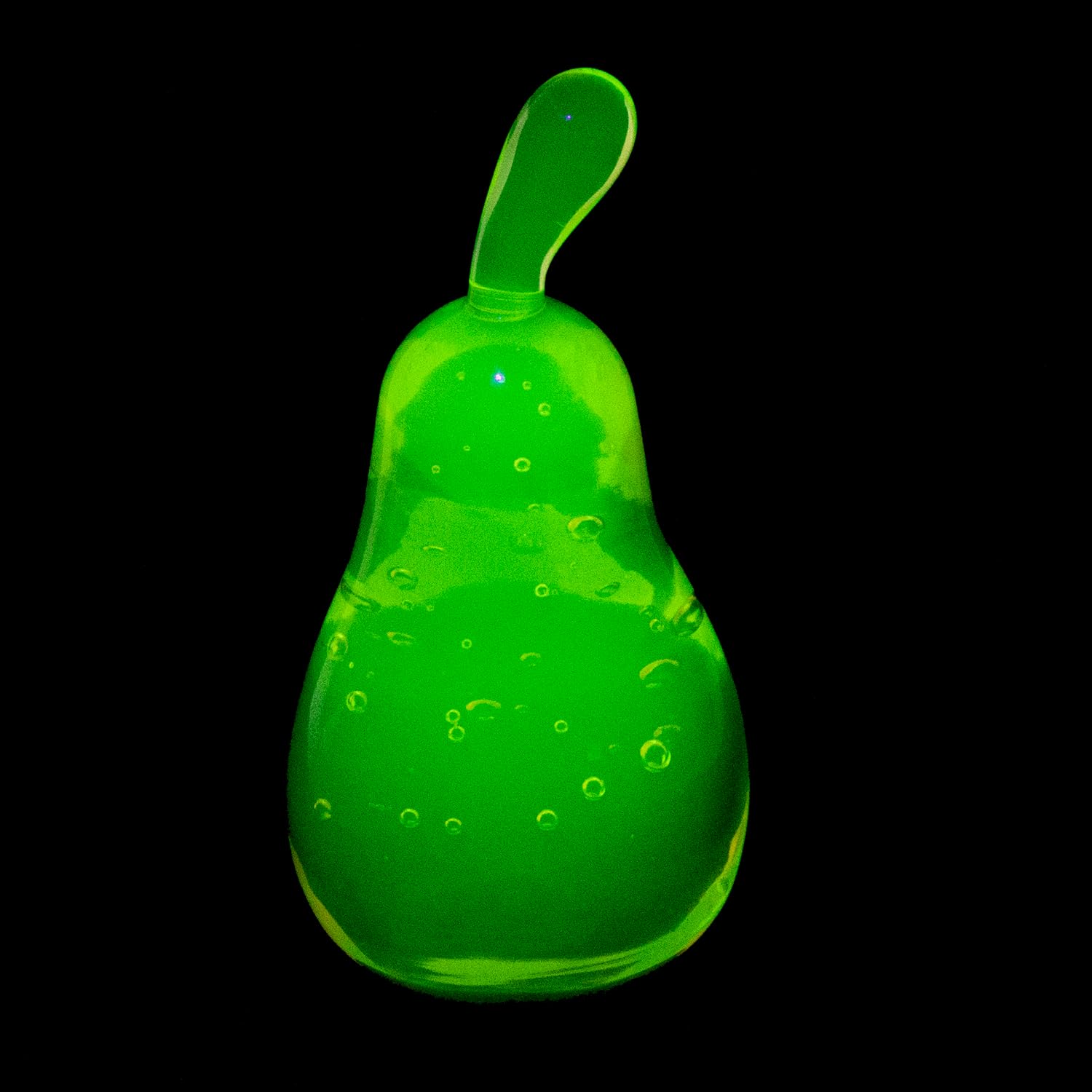 Urаnium Glas Birne Briefbeschwerer - Handgefertigte UV-reaktive Kunstfiguren Tschechien - glänzend