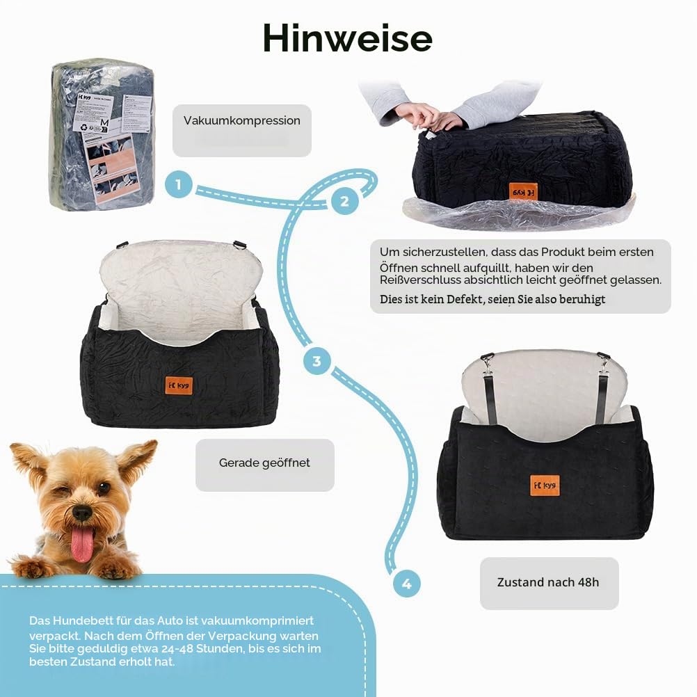 KYG Hunde Autositz für Kleine bis Mittlere Hunde unter 35 lbs | Ganzjährig nutzbar, Extra Stabiler, Waschbarer, Wasserdichter, Zwei Sitzkissen unterschiedlicher Höhe