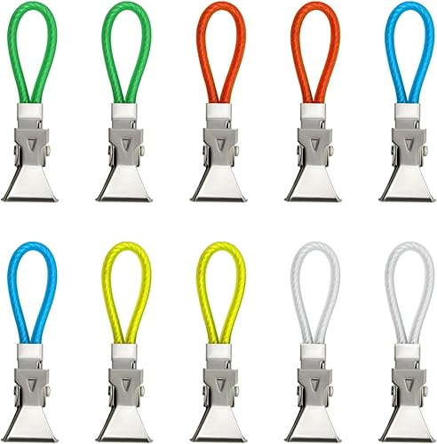 Clips para toallas de té, 10 unidades, clip de almacenamiento de toallas de té de metal con anillo para colgar toalla, clips de gancho pequeños para