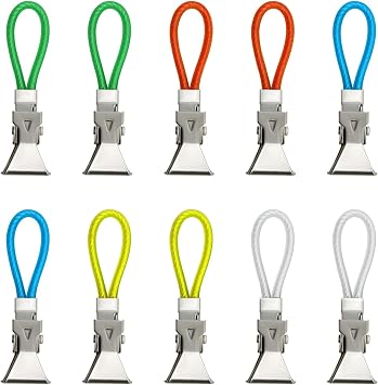 Tea Towel Clips 10 Pcs, Metal Tea Towel Storage Clip with Hanging Ring for Towel, Multi-color Kitchen Towel Hanging Clips Small Hook Clips for Bedroom, Bathroom, Kitchen, Cupboard 5 colors