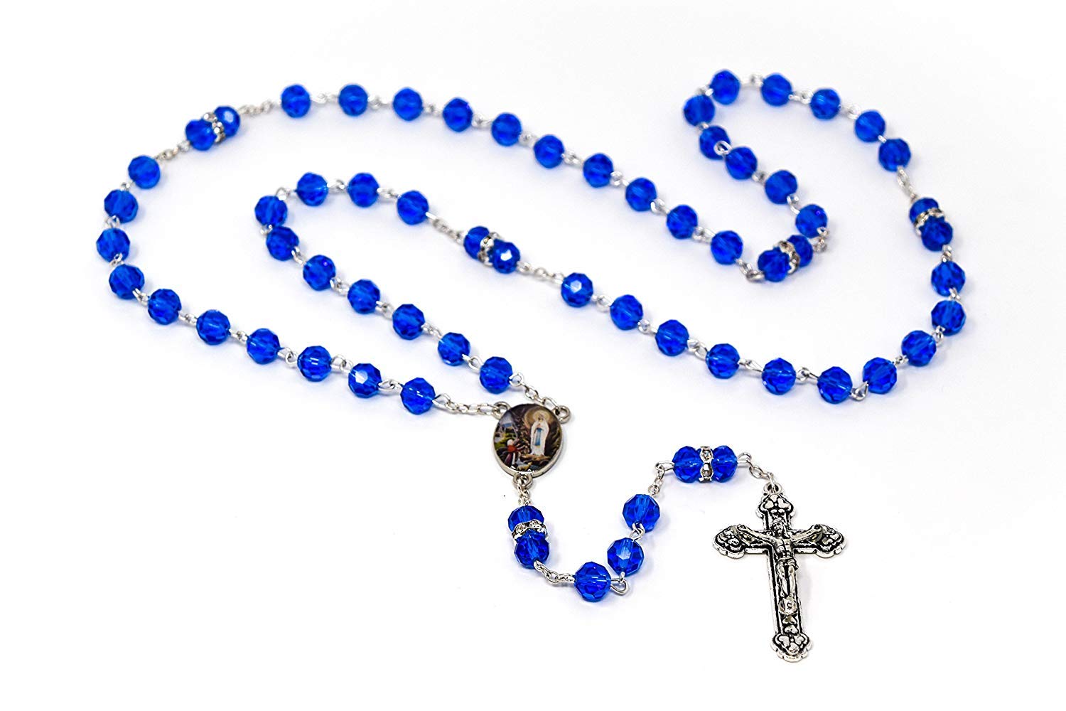 New?Free people-Rosario Chain Hair
Piece Silver With Blue Stones Santa Muerte Rosario Sterling Silver .925 / Holy Death  main image 3